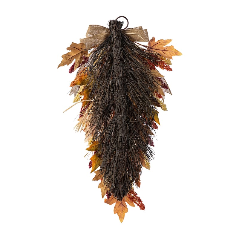 Glitzhome Fall Harvest Artificial Sorghum Garland Wreath Swag Floral Porch Decor