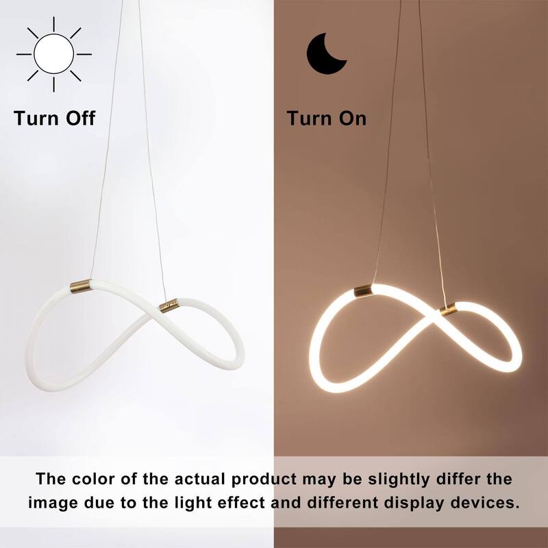 21.5 " Modern Integrated LED Chandelier White Gold Pendant Light for Dining Room