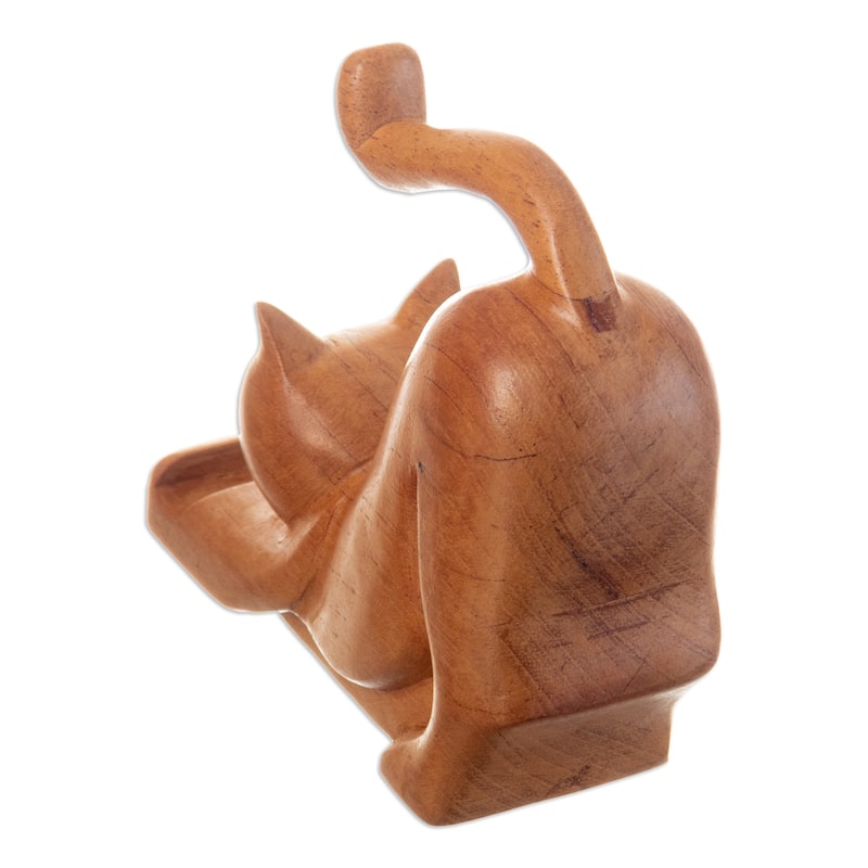 Novica Handmade Convenient Elegance Wood Phone Holder