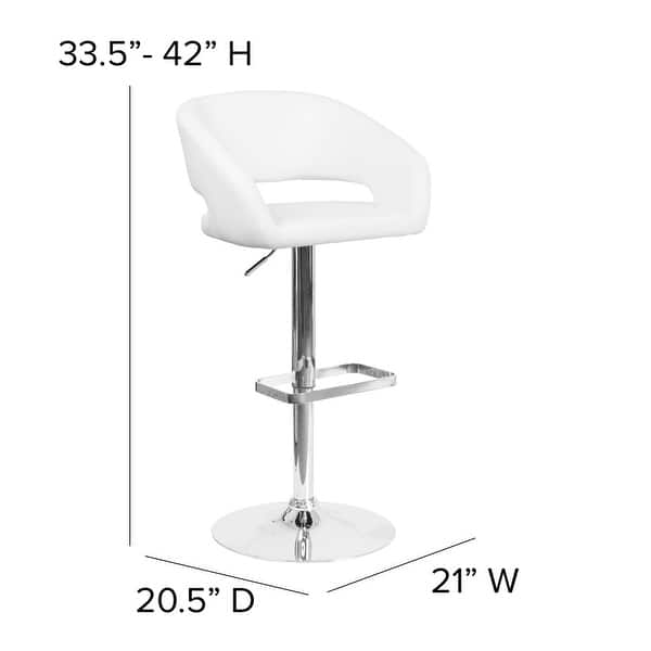 dimension image slide 3 of 18, Vinyl Adjustable Height Barstool with Rounded Mid-Back
