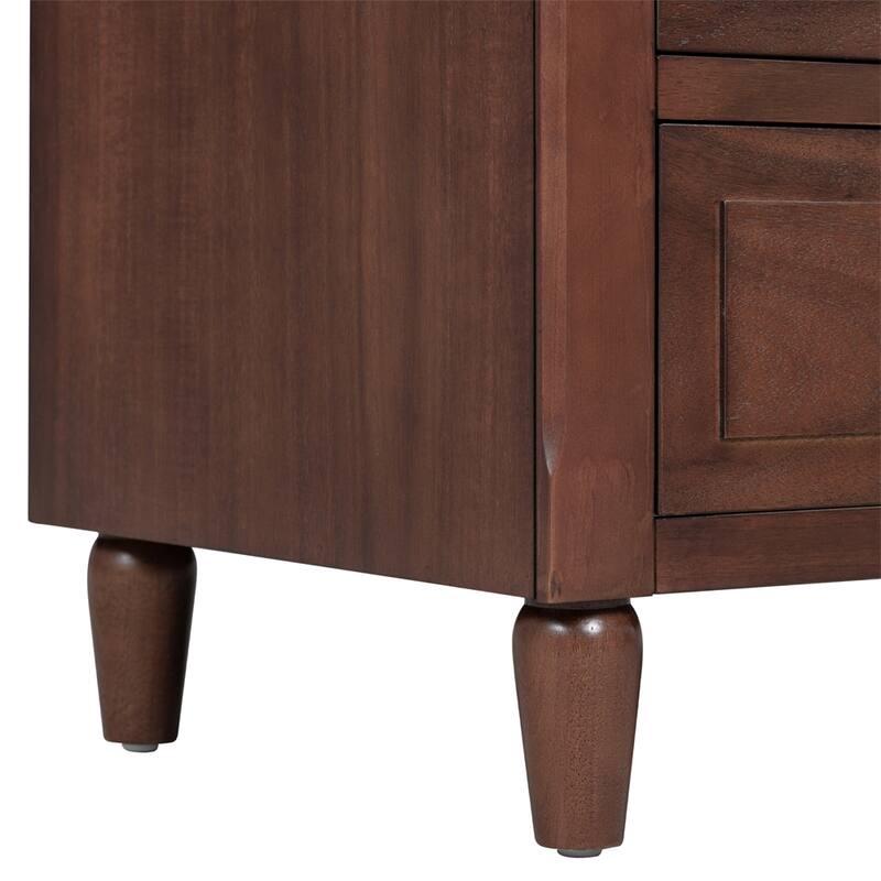 Wood Nightstand with Metal Sliding Rail and 3 Drawer