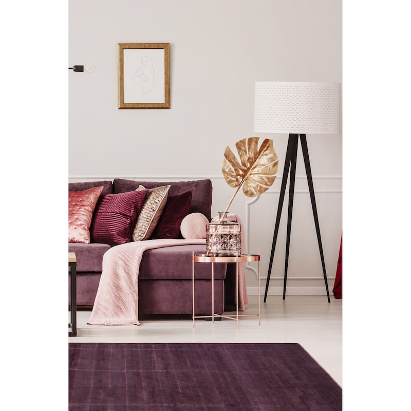 ECARPETGALLERY Hand-knotted Opulence Dark Purple Silk, Wool Rug - 6'2 x 6'7