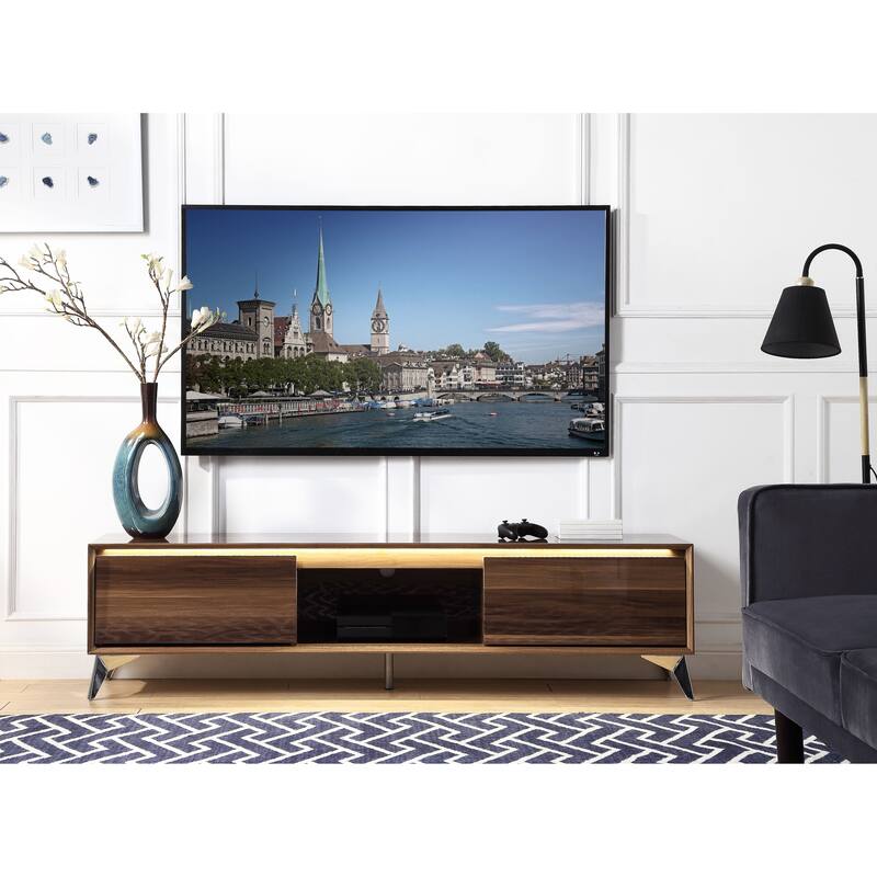 Raceloma TV stand , LED, Walnut & Chrome Finish 91997