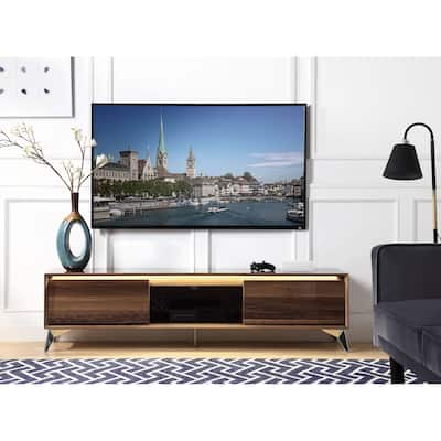 Walnut 71" TV Stand with LED Touch Light & Storage Drawer for TVs Up to 60"