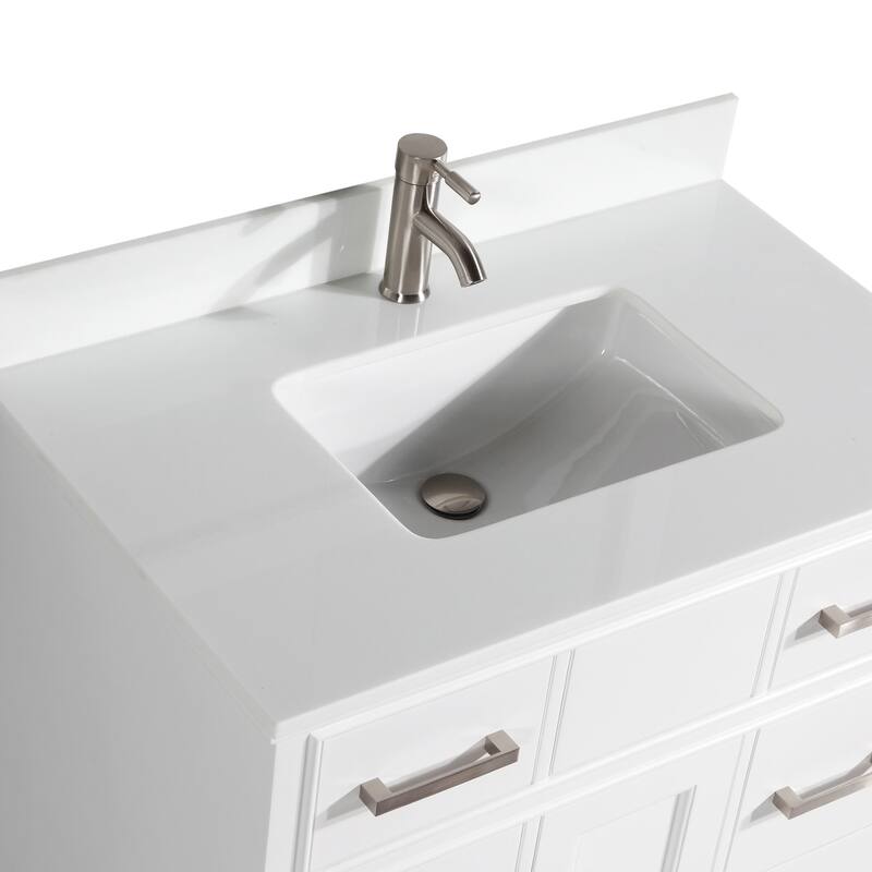 Vanity Art 36" Single Sink Bathroom Vanity Set with Engineered Marble Top and Free Mirror