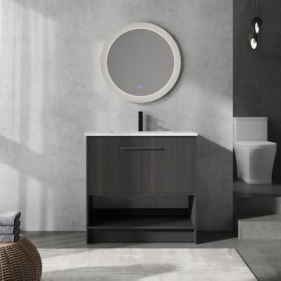 Bathroom Vanity With Sink In 30/36 Inch, Freestanding Bathroom Vanity With Soft Close Door and Shelf