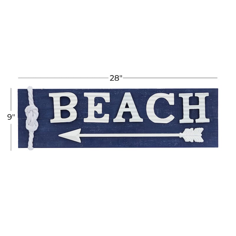 Blue Wood Beach Sign Wall Decor