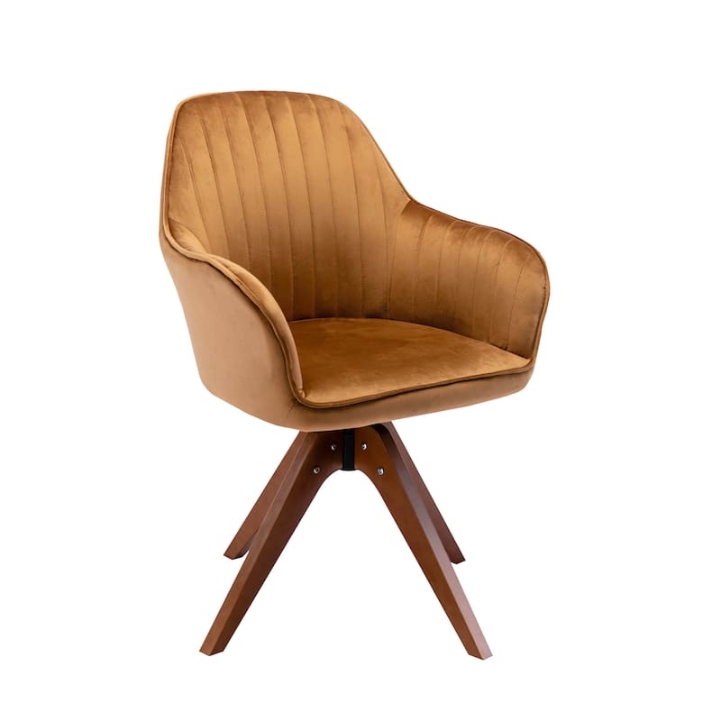 Porthos Home Oana Velvet/ Beechwood Swivel Dining Chair - Champagne