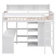 preview thumbnail 9 of 11, Elegant Sturdy Wood Twin Loft bed with Multiple Storage Shelves and Wardrobe, Built-in desk and Full-length Guardrails, White