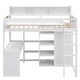 preview thumbnail 22 of 24, Wood Twin Size Loft Kids Bed Frame with Multiple Storage Shelves, Wardrobe, and Built-in Desk, Safety Guaranteed, Grey