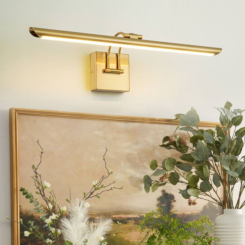 1-Light Modern Black/Gold Linear Metal Adjustable LED Picture Light/Bathroom Vanity Light