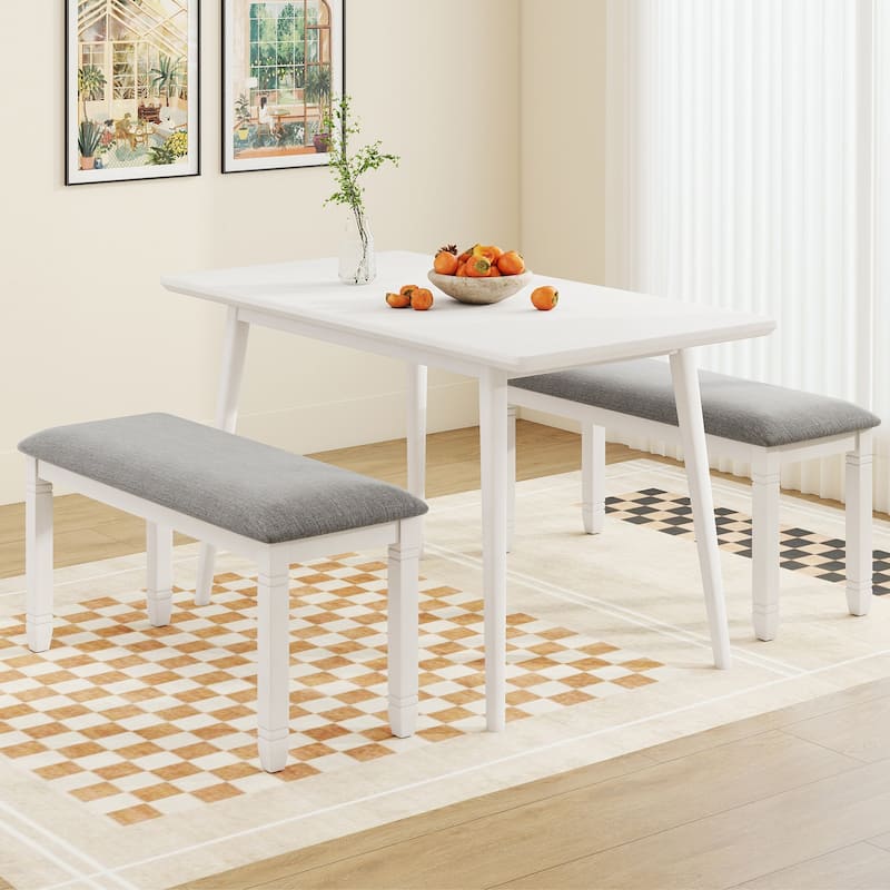 Grey Upholstered Bedroom Bench with Rubber Wood Legs and Padded Seat for Entryway or End of Bed - 40.5" x 16" x 20"