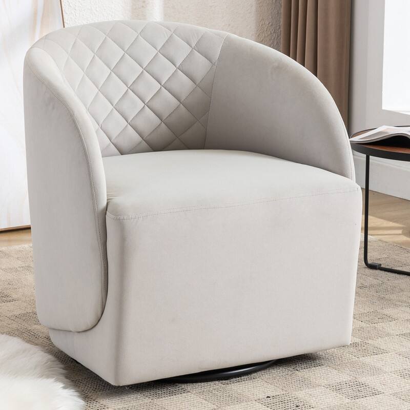 21.06"Seat Width Soft Velvet Fabric Swivel Chair For Living Room
