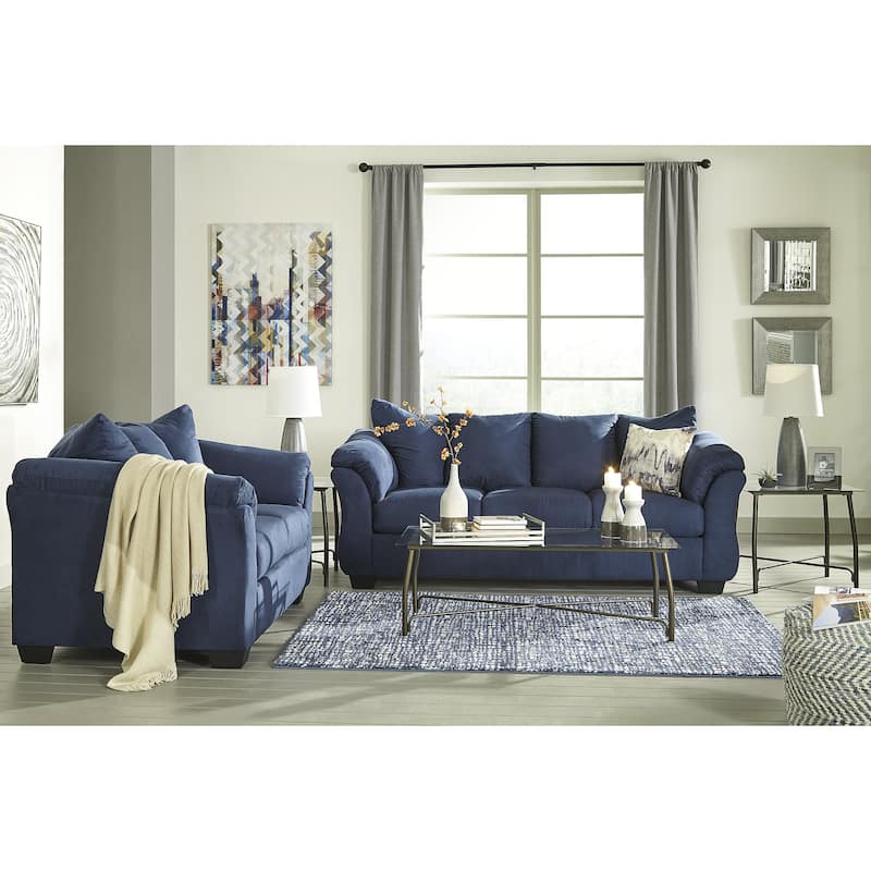 Signature Design by Ashley Darcy 2-Piece Upholstery Package - 87"W x 37"D x 37"H - Blue