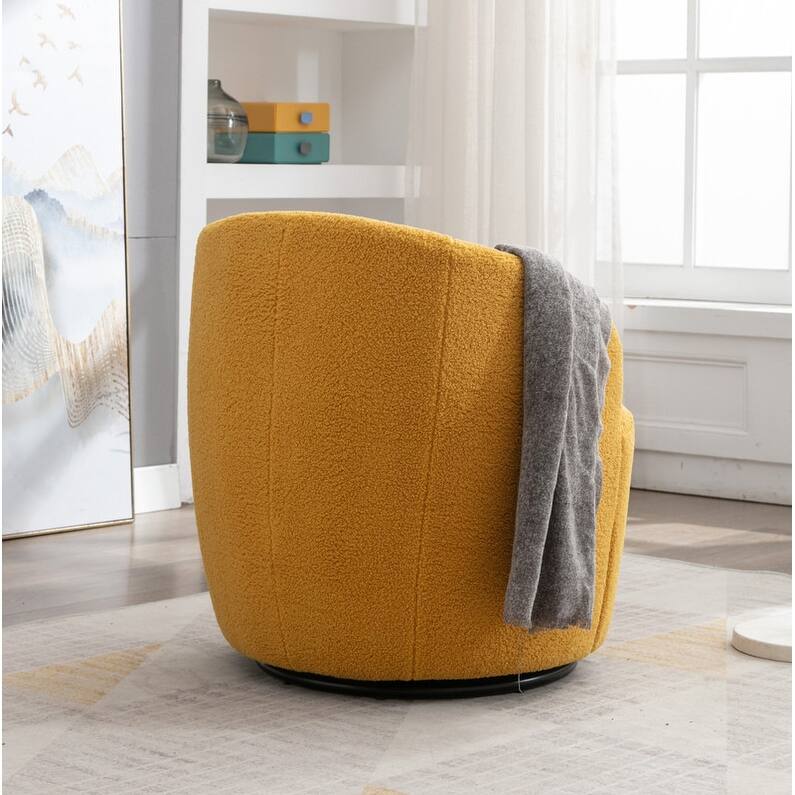 Swivel Barrel Chair,Teddy Fabric Upholstered Modern Round Accent Arm Chairs