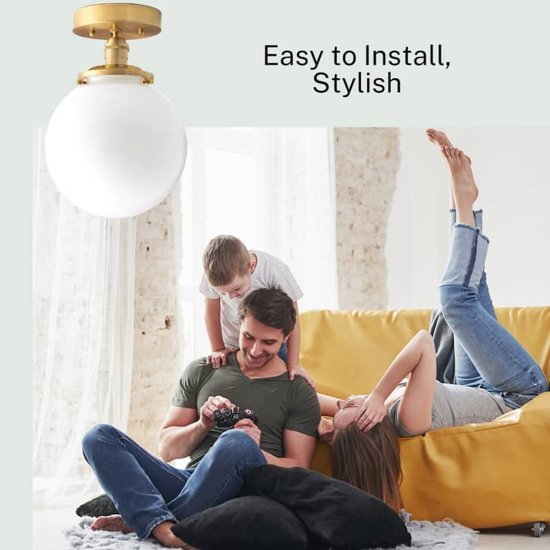 White Opal Ceiling Fan Light Fixture Glass Globe