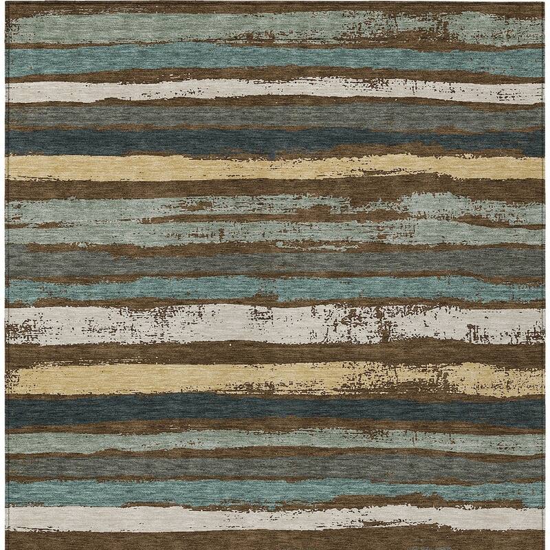 HomeRoots Striped Transitional Rectangle Outdoor Rug