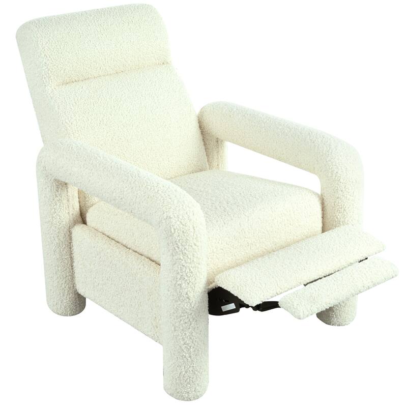 Push Back Recliner Armchair, 31.25" Teddy Upholstered Single Sofa Chair with 3-Position Adjustable Backrest for Living Room
