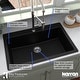 preview thumbnail 6 of 8, Karran QT-812 Top Mount 33 in. Large Single Bowl Quartz Kitchen Sink in Black With Kitchen Faucet in Matte Black