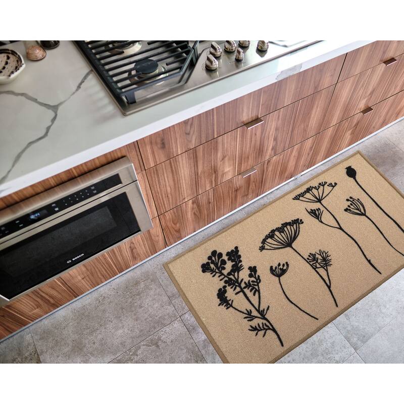 Wool Effect Wildflowers Kitchen Mat or Runner Rug