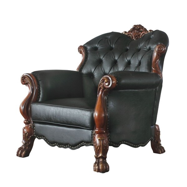Faux Leather Chair with Pillow and Oversized Claw Feet Gray and