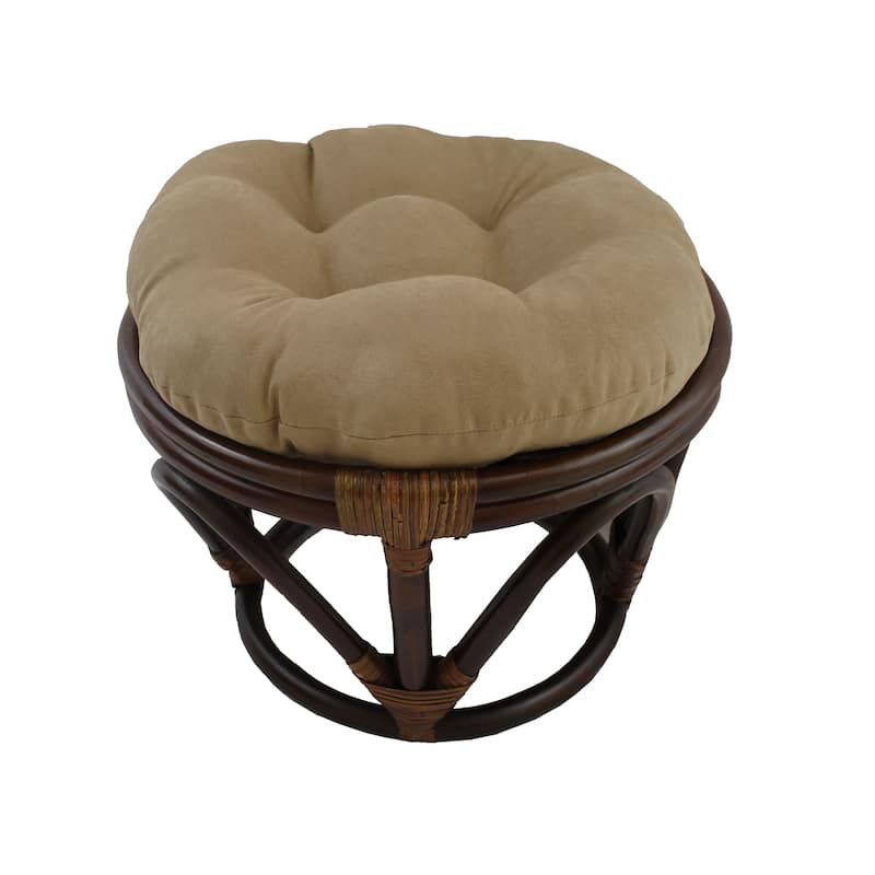 Bali 18-inch Footstool with Microsuede Cushion - Java