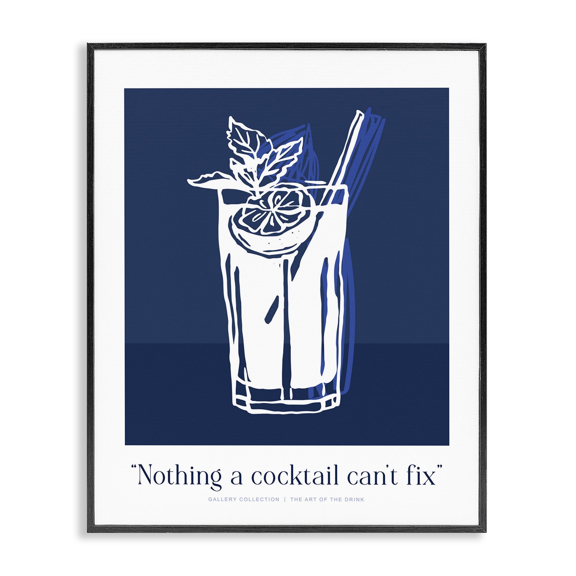 Stupell Nothing Cocktail Can't Fix Navy Framed Giclee Art Design By Lettered and Lined