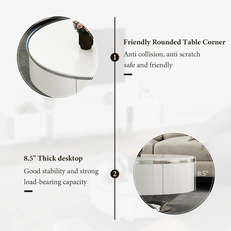 Nesting Coffee Table Set with End Table Round Coffee Table with 2 Storage Drawers