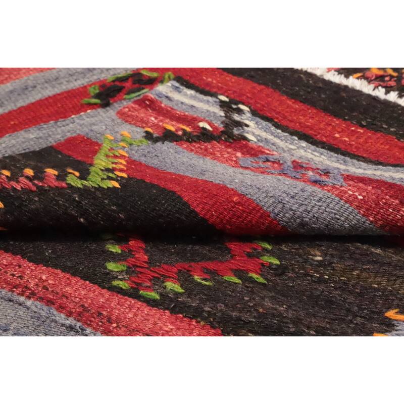 Hand Woven Oriental 100% Wool Carpet Southwestern Tribal Multi-Colored Kilim Area Rug - 10' 8'' X 7' 5''