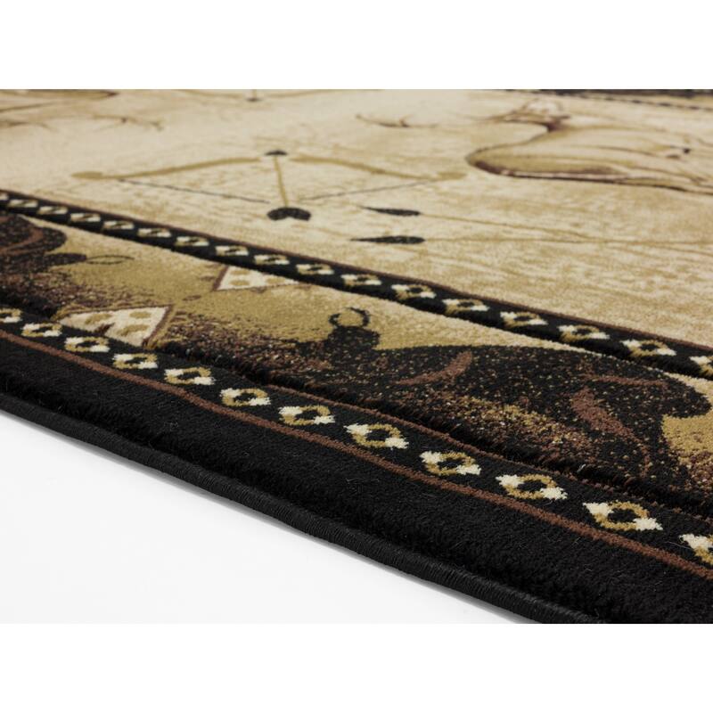 Wildlife Collection Black/Beige Area Rug
