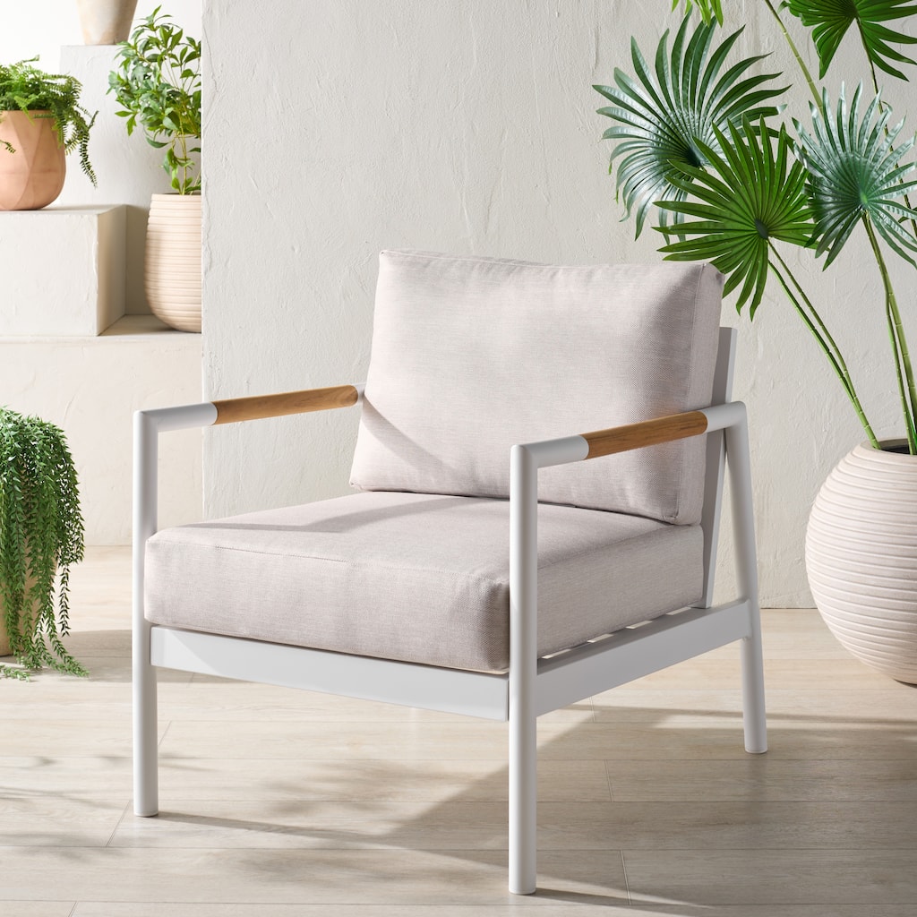SAFAVIEH COUTURE Chryssa Aluminum Patio Chair - 28"W x 34"D x 29"H