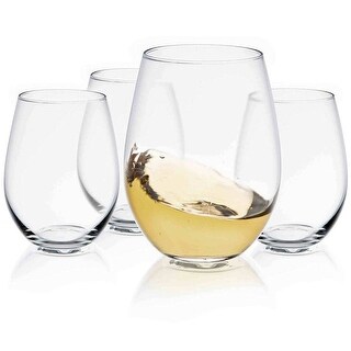 JoyJolt Spirits Stemless 19 oz Wine Glass, Set of 4