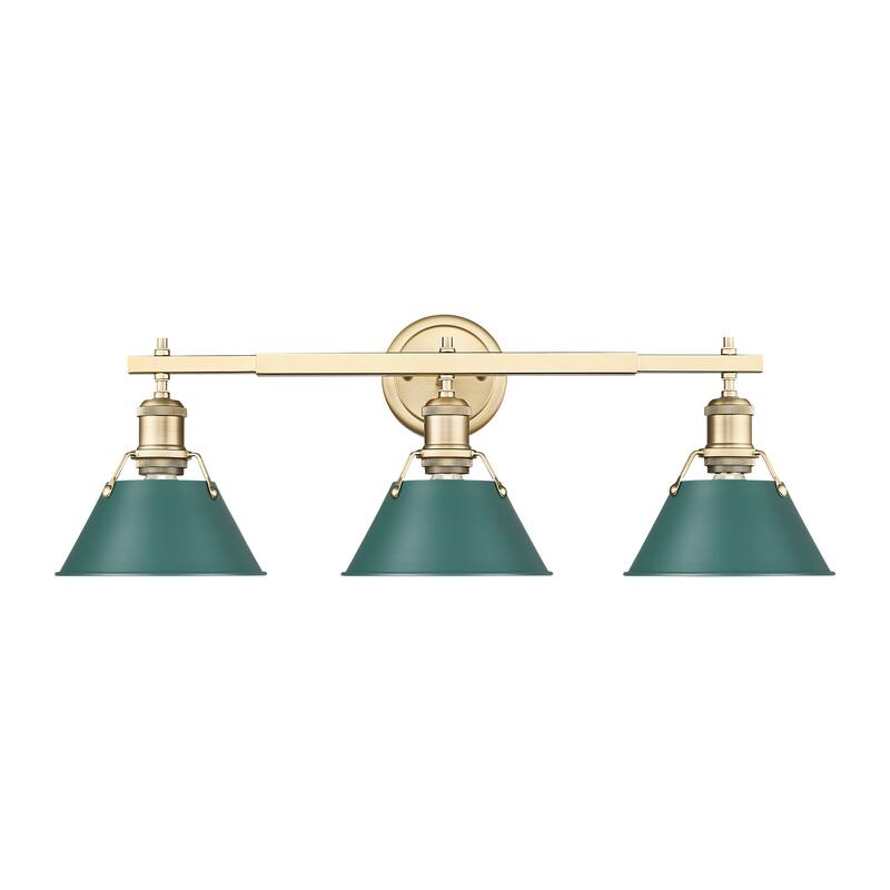 Yep by Golden Lighting Orwell 3-light Vanity in Brushed Champagne Brass and Pine Green shade