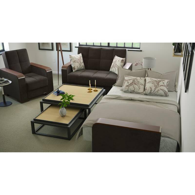 Collection Upholstered Convertible Loveseat With Storage