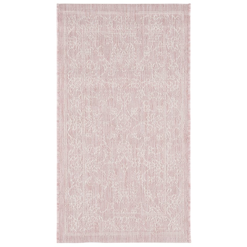 SAFAVIEH Courtyard Aquata Indoor/ Outdoor Waterproof Patio Backyard Rug - 2' x 3'7" - Soft Pink/Ivory