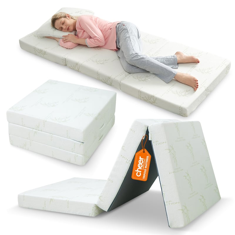 Cheer Collection Tri-fold 4-inch Folding Futon Mattress