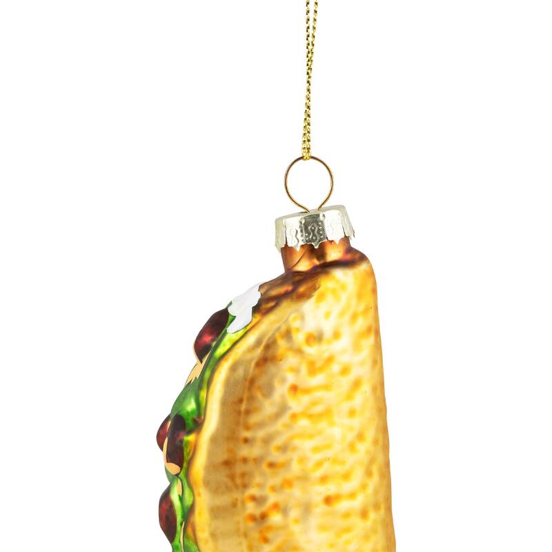 Taco Glass Christmas Ornament - 3.5" - Yellow