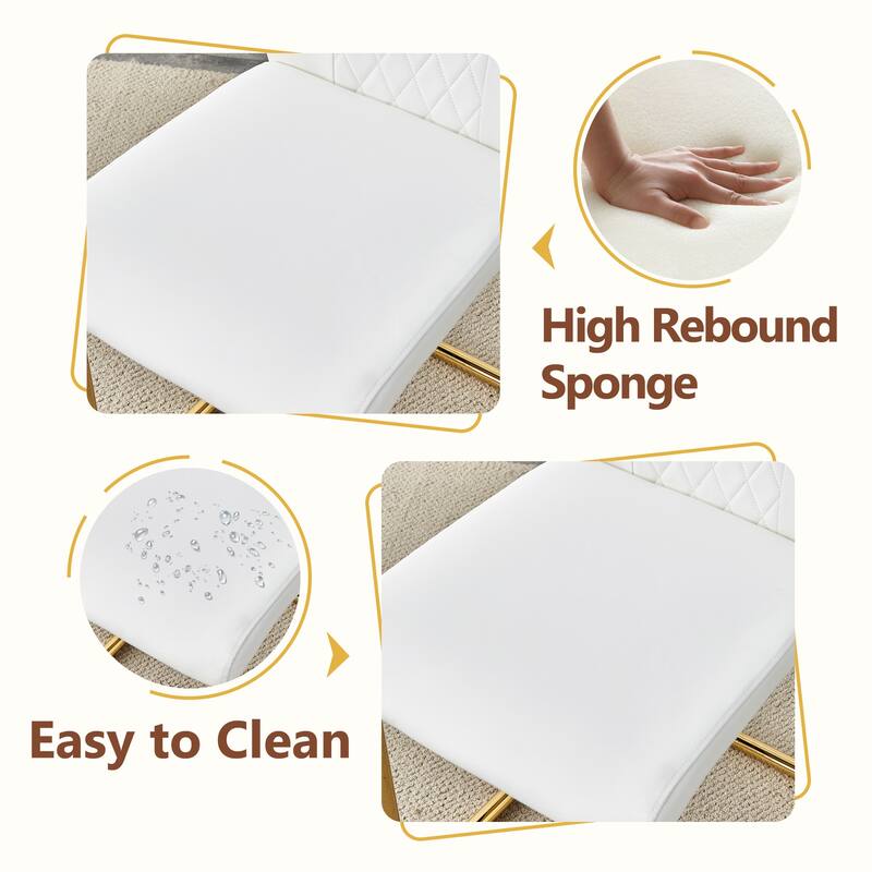 Rectangular Dining Table Set for 6-8 People, Modern Glass Table with Faux Leather Chairs