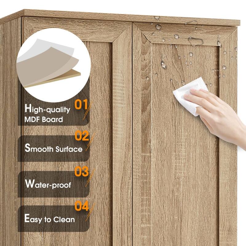 Tall Bathroom Storage Cabinet with 2 Doors & Adjustable Shelf, Pantry Storage Cabinet Narrow Cabinets for Kitchen Bathroom