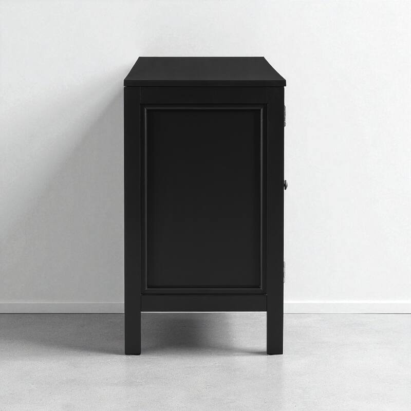 Artistic 3-Door Sideboard with Curved Swirl Patterned Doors, Storage Cabinet with Central Support Leg - 56.10" W