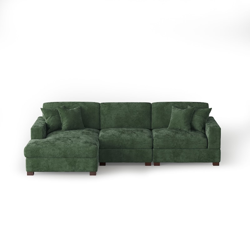 Modern Oversized Chenille Modular Sectional Sofa With Chaise