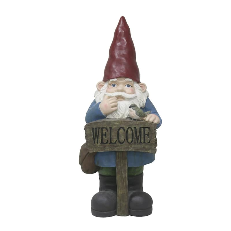 Gnome with Elf Hat Outdoor Welcome Garden Sign - 24.5"