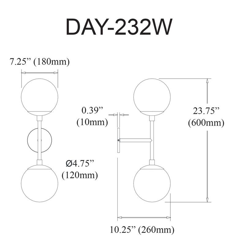 2 Light Wall Sconce with Polished Chrome Finish and White Opal Glass Shades, Modern Curved Design - 10.25