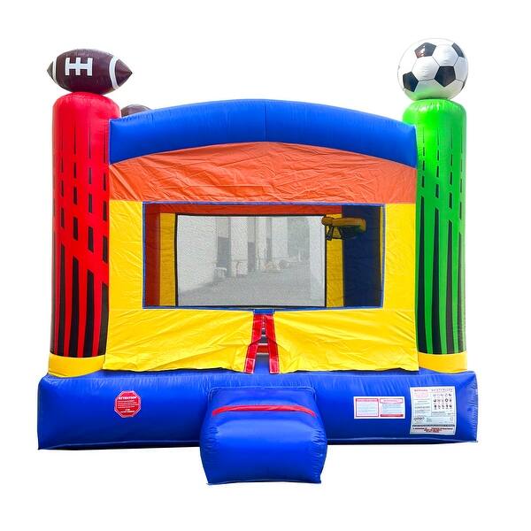 slide 2 of 5, Pogo Bounce House Crossover Kids Inflatable Bounce House with Blower, Deluxe Sports Jumper