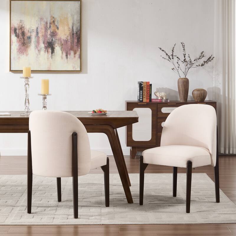 Wooden Dining Chairs Set of 2 - Beige