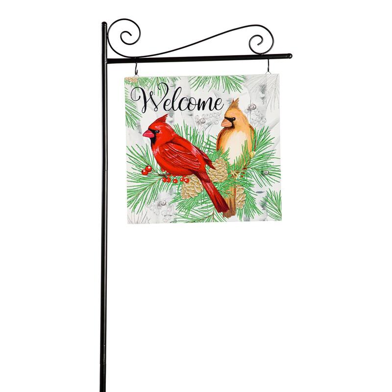 Winter Cardinal Couple 55 in. Solar Sign-Sational Greeter with Stake