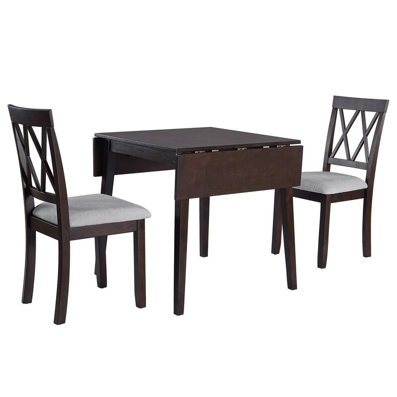 Roomfitters Foldable Dining Table Set, 5 Piece Drop Leaf Kitchen Table with 4 Upholstered Chairs, Space Saving Design