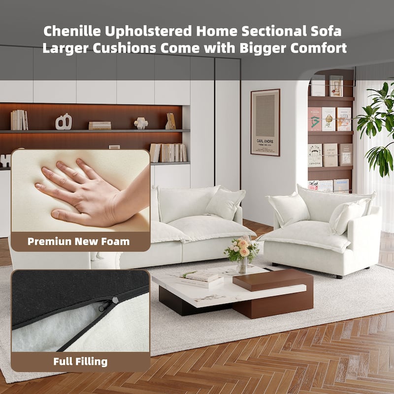 Double Layer Cushion Comfy Cloud Modular Sectional Sofa Set