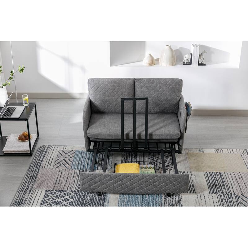 Modern Velvet Loveseat Couch with Pull Out Bed