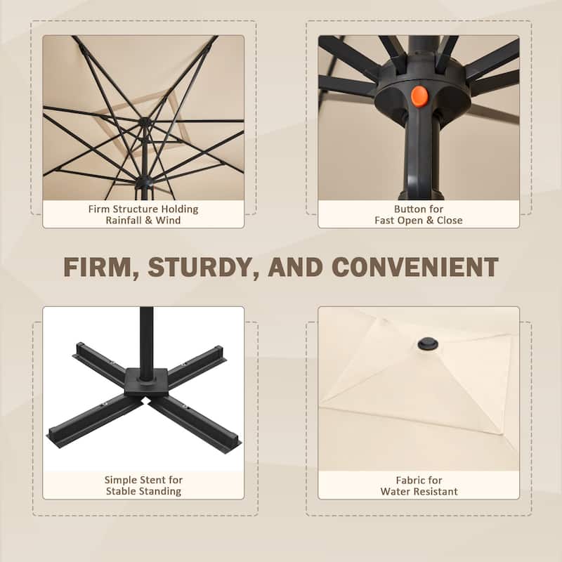 Outdoor Patio Umbrella with Easy Button Click Mechanism, Ideal for Gardens and Parties, Beige